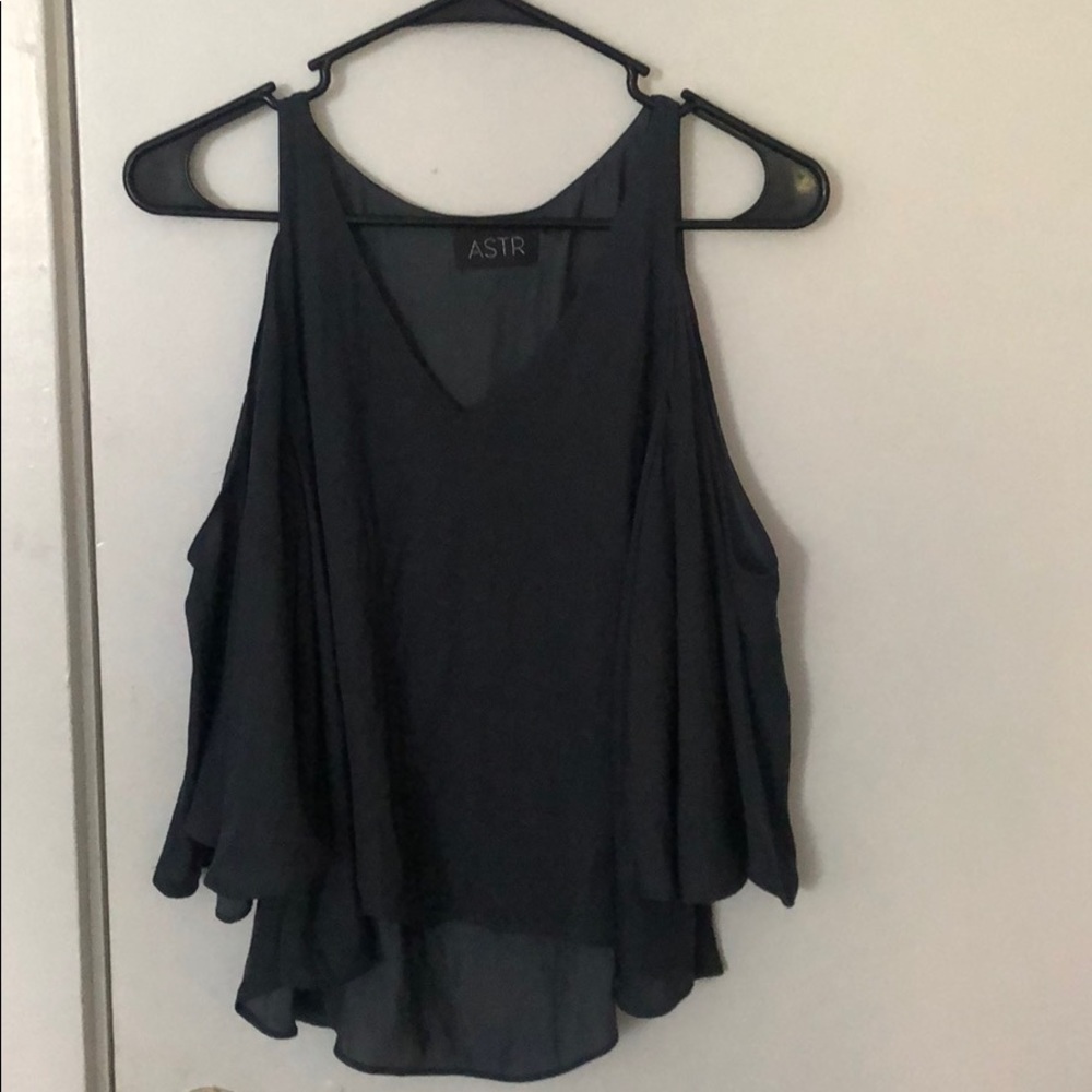 Dark grey-blue top w/ cut out shoulders